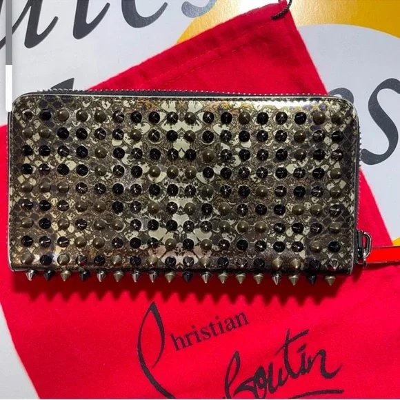 CHRISTIAN LOUBOUTIN Camouflage Black
& Gold Panettone Wallet Spiked, Zippy Camo - Picture 1 of 16